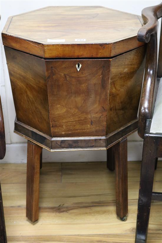 A George III and later mahogany octagonal cellaret W.47cm